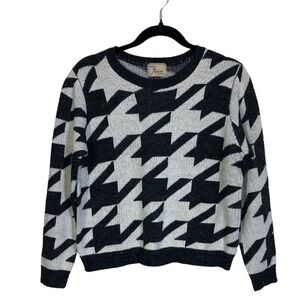 Houndstooth Sweater Heather Grey & White sz Large
